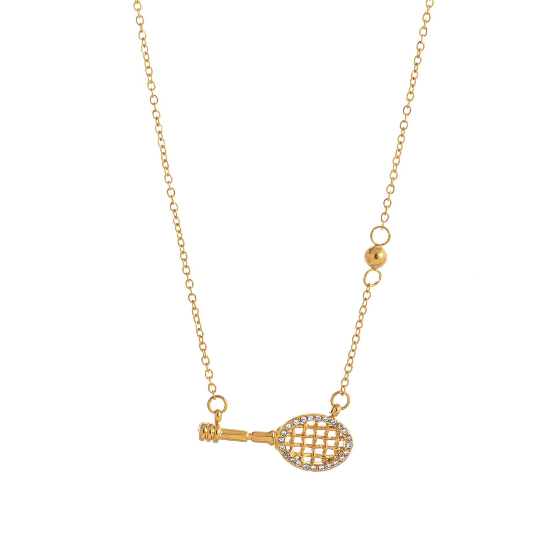 Ellanore Pavé Tennis Necklace - Gold Tennis Racket Necklace [J6H1A8HU]