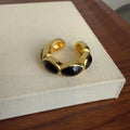 Jaziyah Drip Dot Ring - Gold Black Drip Dot Ring [TYT7GSXY]