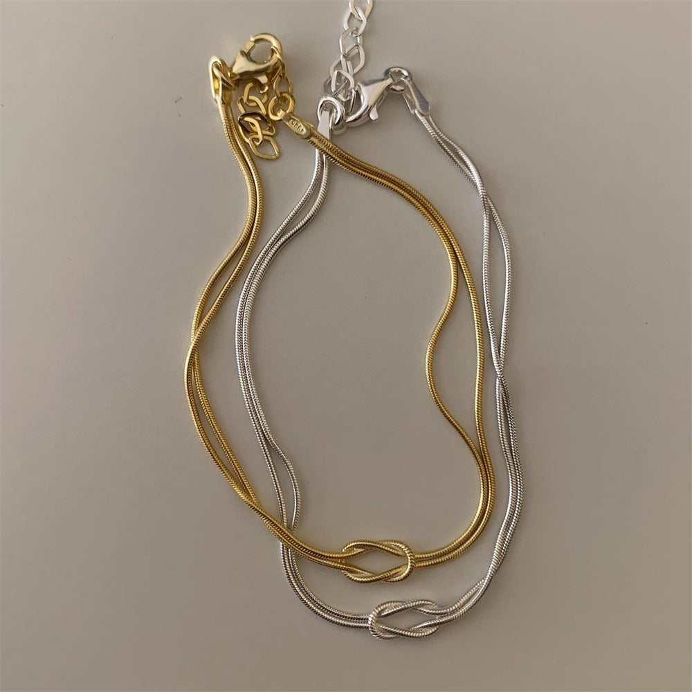 Knot Snake Chain Necklace - Silver Necklace [IJVAHVHT]