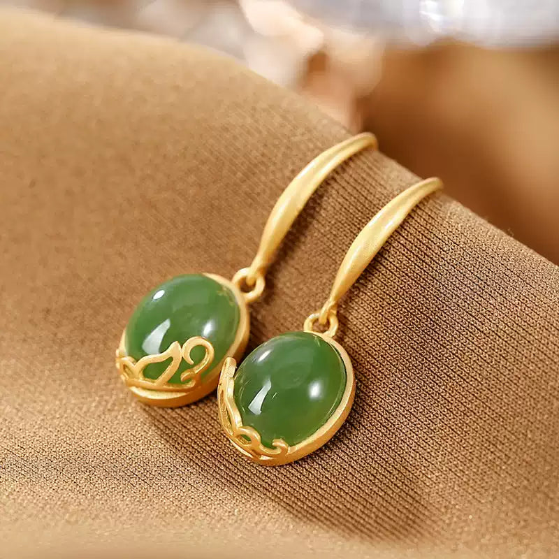 Jade Stone Drop Earrings