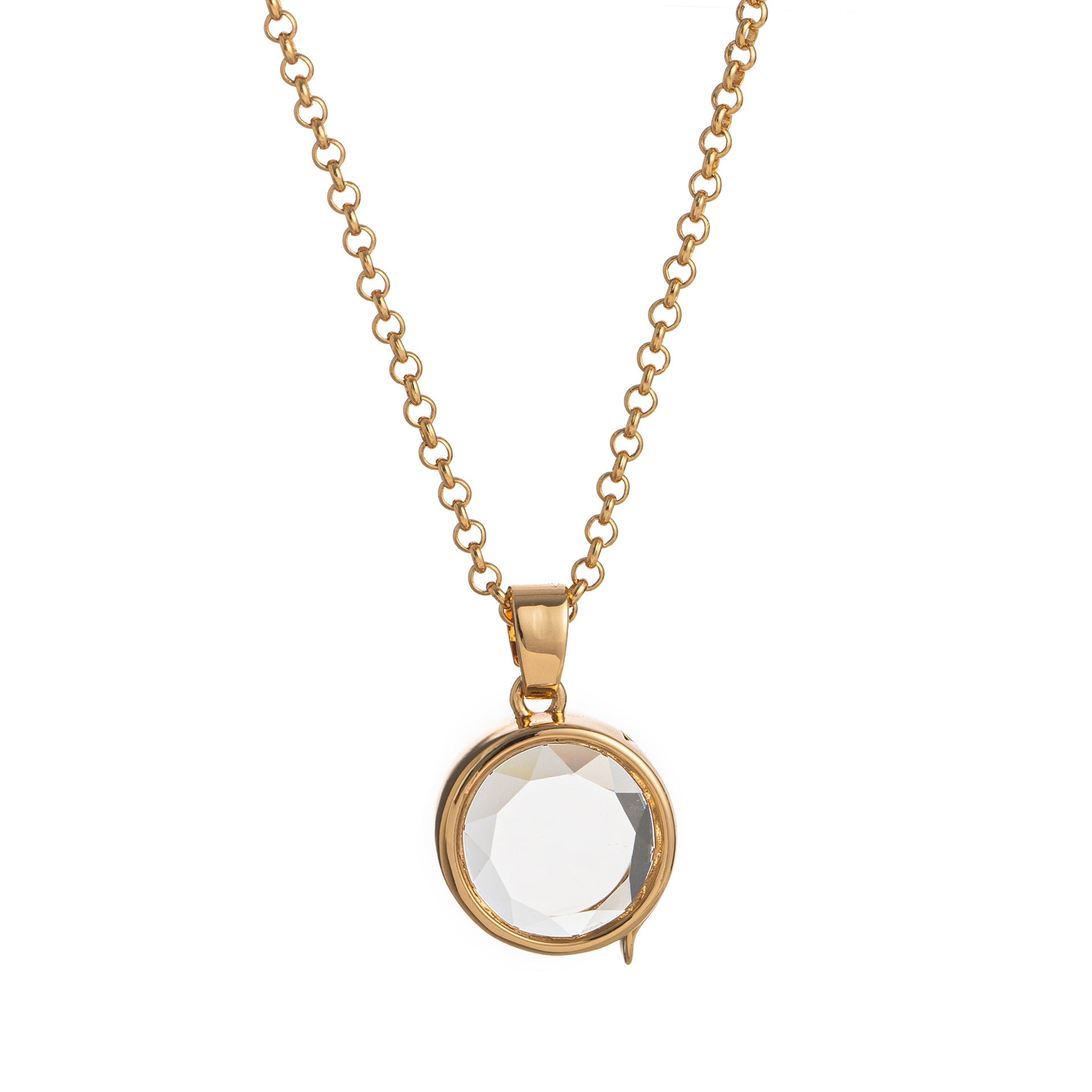 Floating Glass Locket Pendant Necklace - Round Glass Locket Necklace [6R19AZ9N]