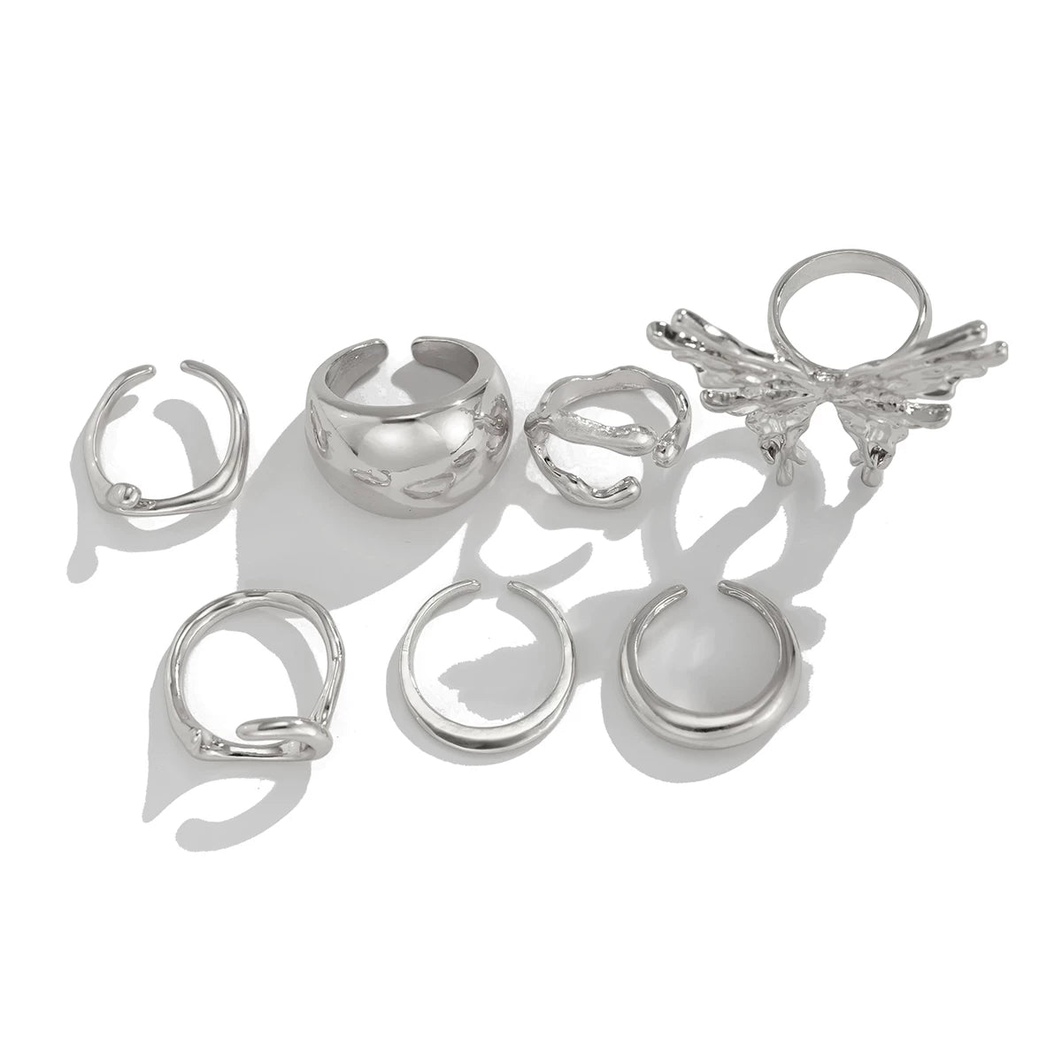 Missy Jewelry - Aasiyah Irregular Butterfly Ring Set - Silver Color