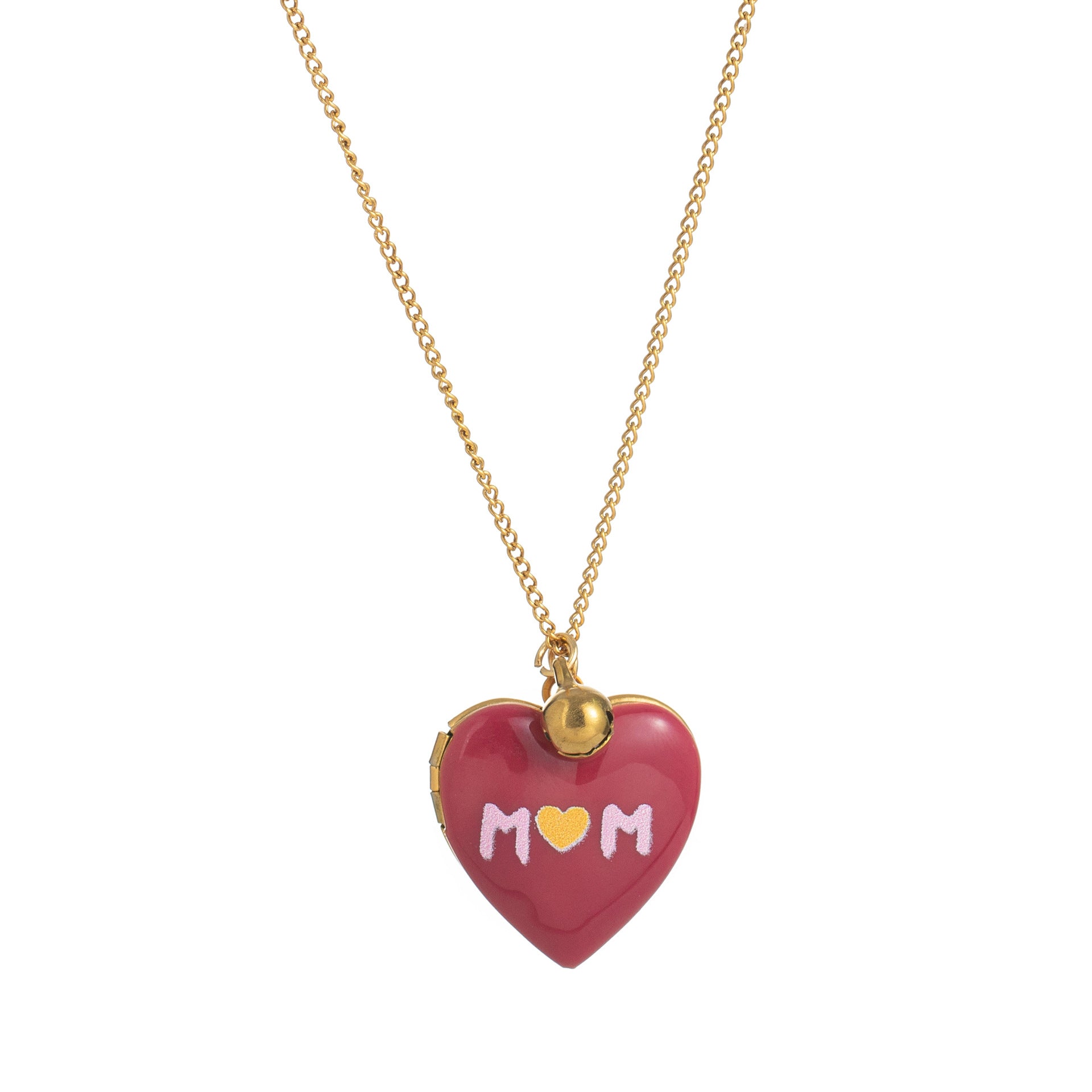 Heart Locket Pendant Necklace - Purple 'MOM' Heart Necklace [DGSGBZW5]