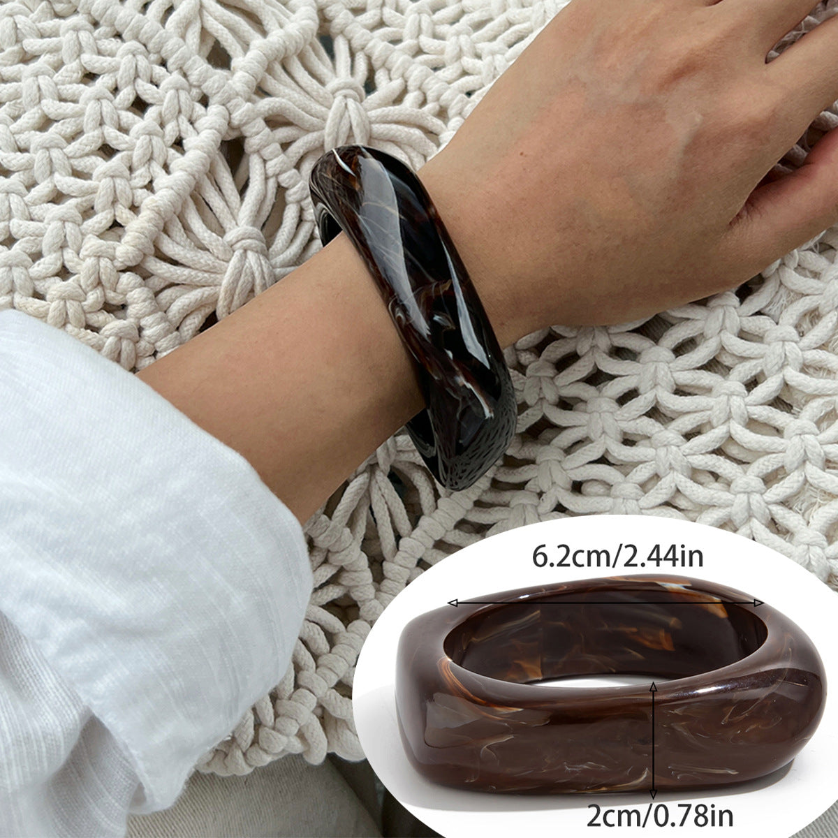 Aloni Marbled Acrylic Bracelet - Reddish Brown [IY8UXODZ]