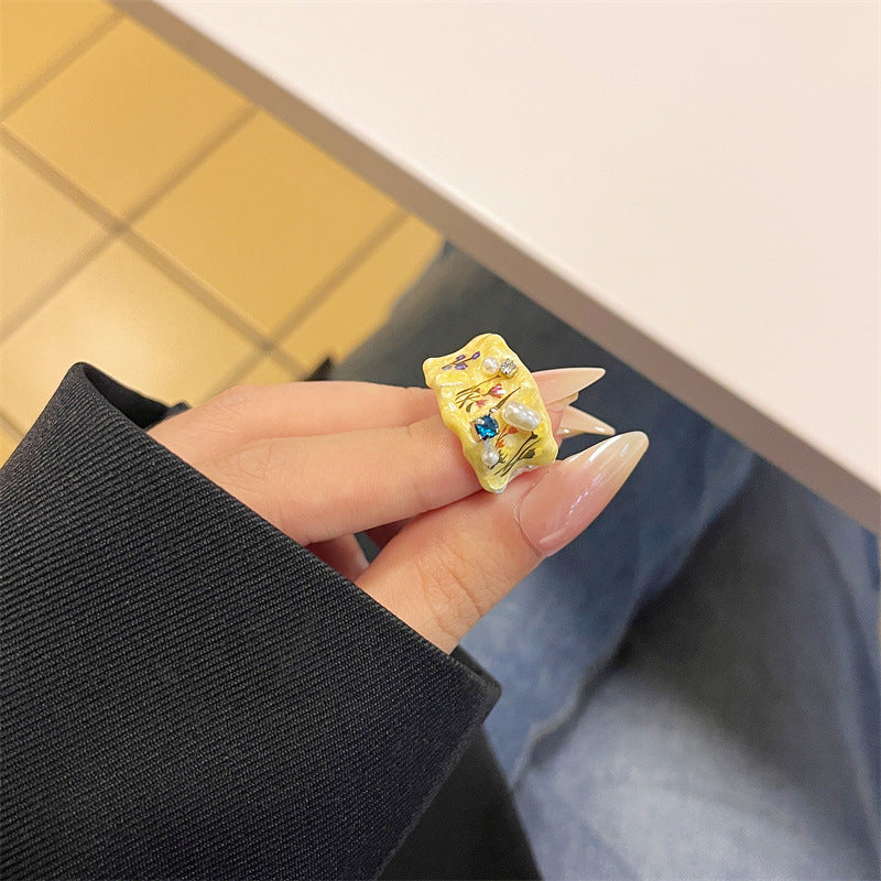 Janya Butterfly Enamel Stacked Ring - A [CU1AZHL7]