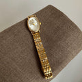 Oval Vintage Leather Strap Watch - Gold Strap White Face (Steel) [VFDM9MXI]