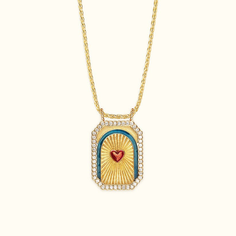 Liani Celestial Charm Necklace - Blue-Edged Red Heart [ZN676VCY]