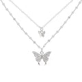 Layered Butterfly Pendant Necklace - Double-Layer Butterfly Necklace [L211ZAN2]