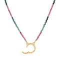 Mini Elephant Pendant Necklace - Mixed Color Adjustable Ring [FIXBJLCN]