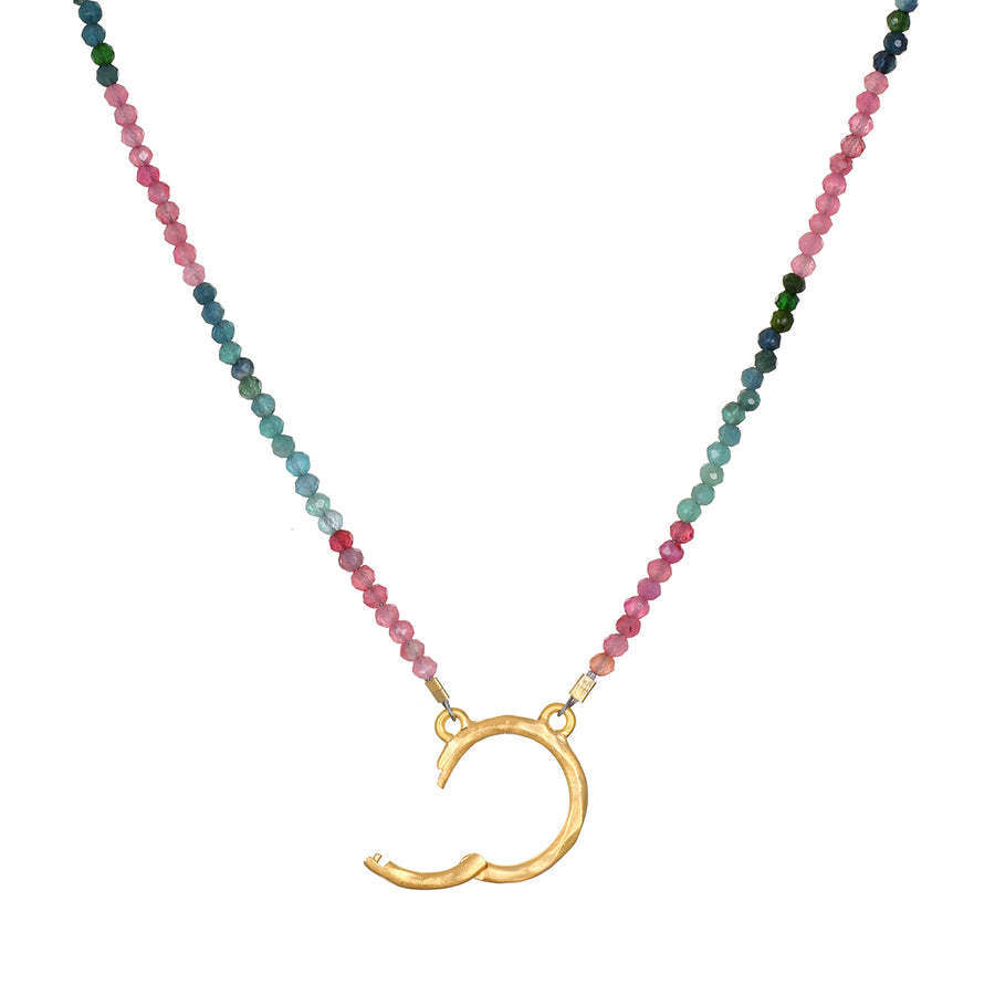 Mini Elephant Pendant Necklace - Mixed Color Adjustable Ring [FIXBJLCN]