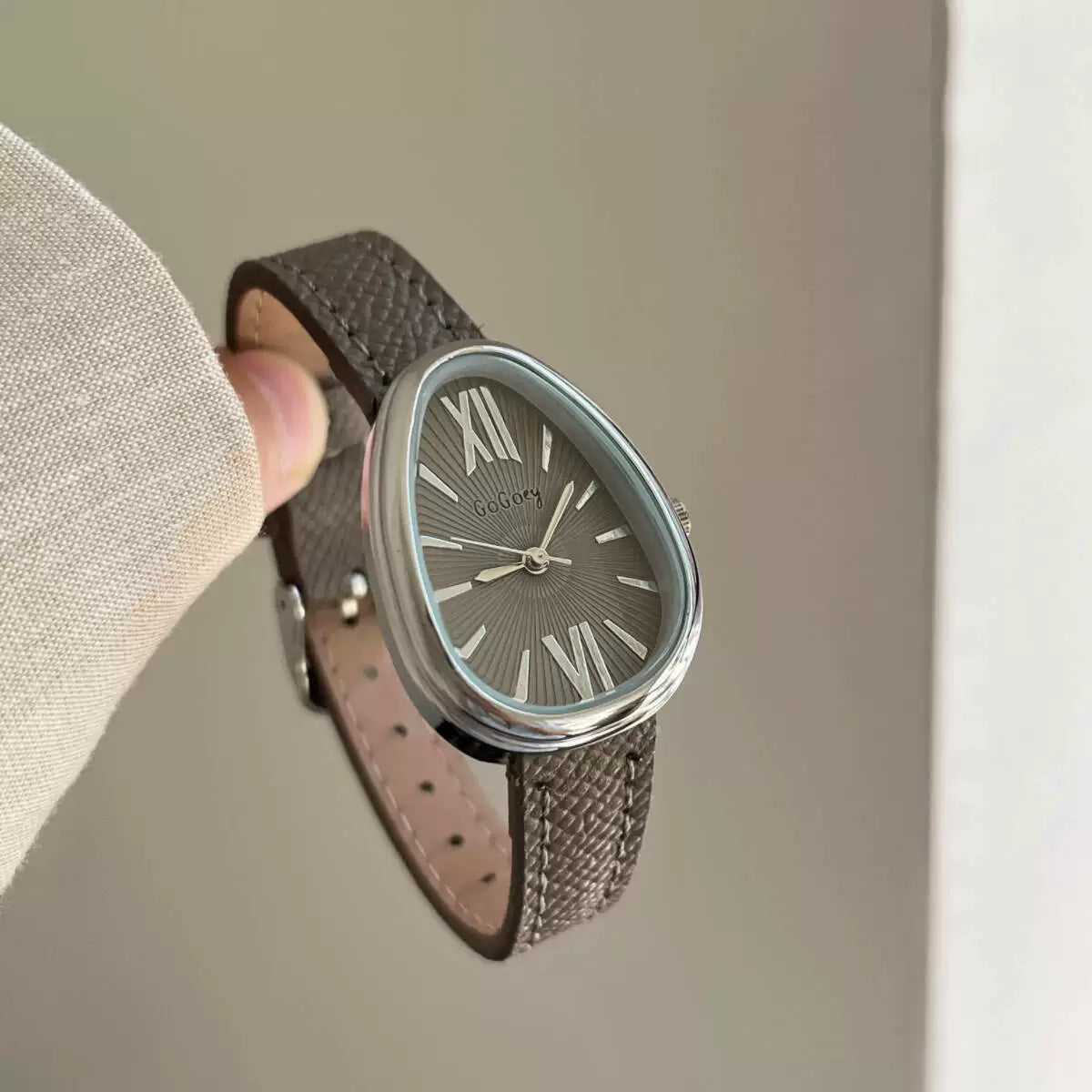Vintage Snake Head Shaped Watch - Elephant Grey (Leather Strap) [ARURY9VR]