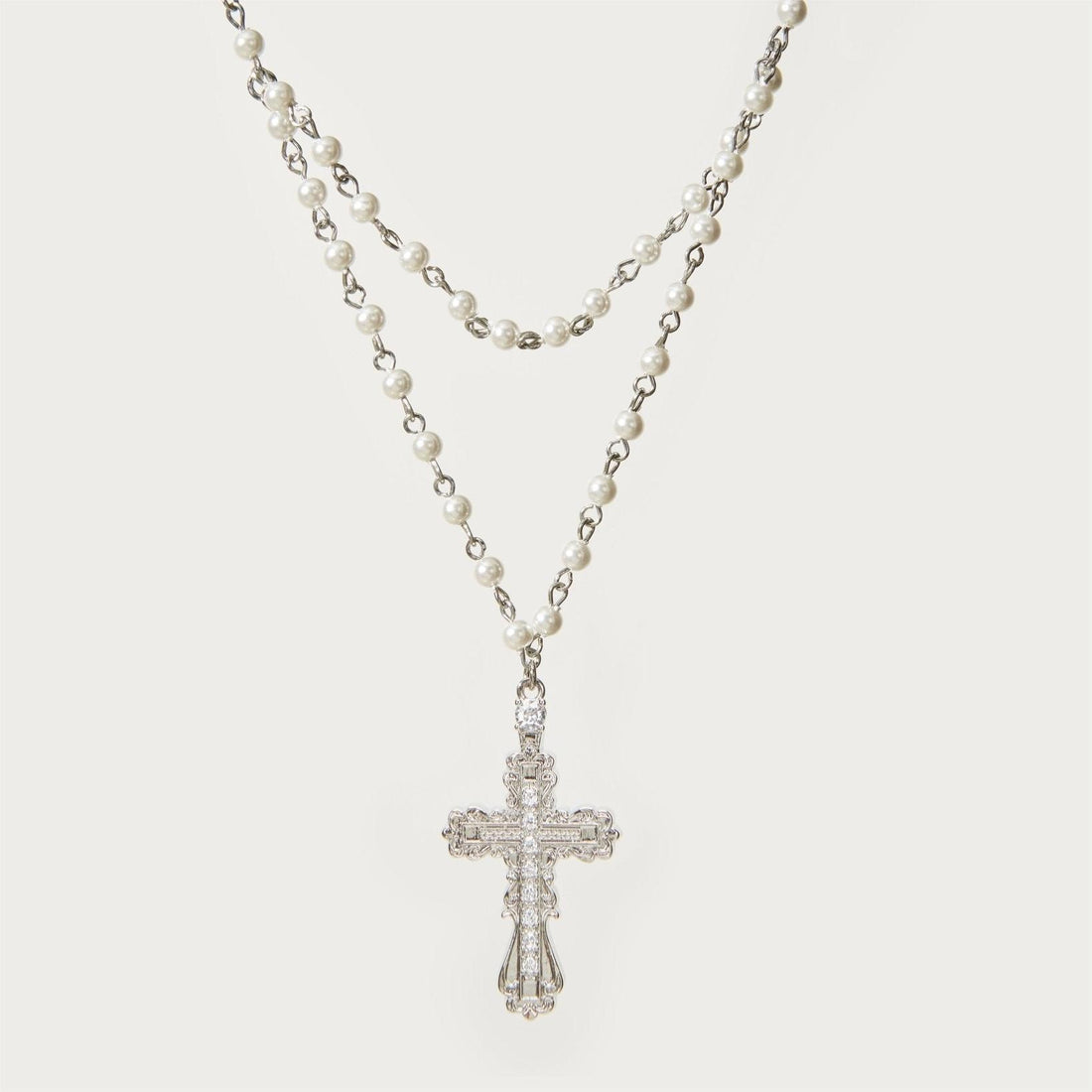 Mykayla Shell Pearl Cross Necklace - Gold Necklace [H31Q4526]
