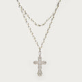 Mykayla Shell Pearl Cross Necklace - Silver Necklace [U297UTO7]
