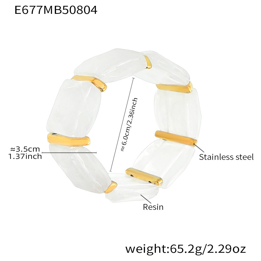 Alianny Irregular Resin Bracelet - White Bracelet [ZMPUMLJZ]
