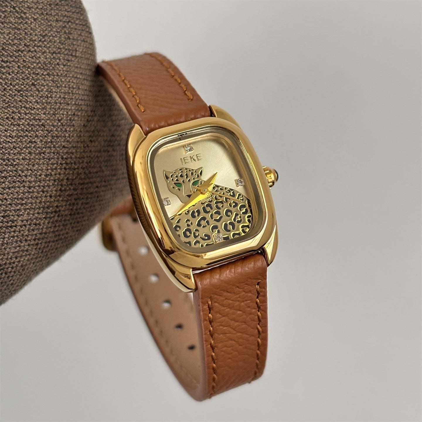 Avalina Snake Head Leopard Watch - IEKE Square Leopard Pattern Leather Band [3JBYDKIW]