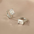 Arlo Square Zircon Drop Earrings - Silver [5U08R3NY]
