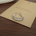Keaton Sculptural Open Ring - Silver Double Layer Zircon Ring [3HXZ6JWS]