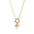 Dainty Charm Pendant Necklace - Triple Pearl Star Shell Necklace [MQ88Q0X7]