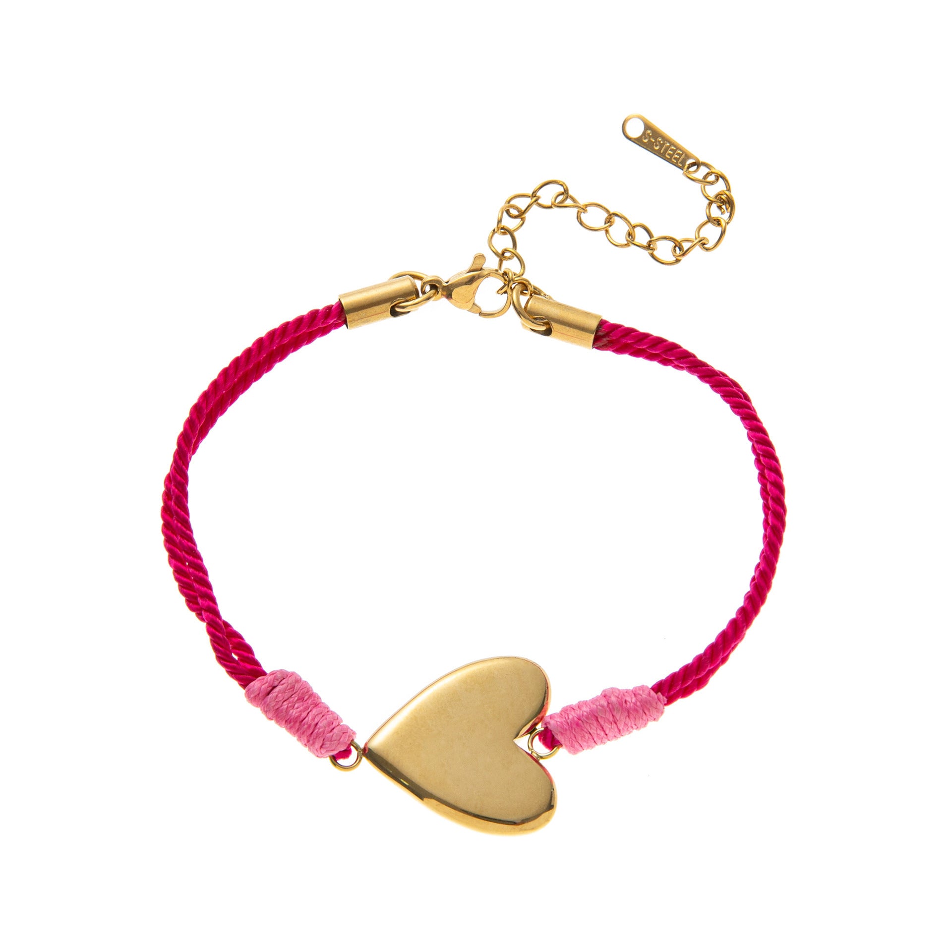 Charm Cord Bracelet - Polished Heart Charm Bracelet [YW37DFE8]