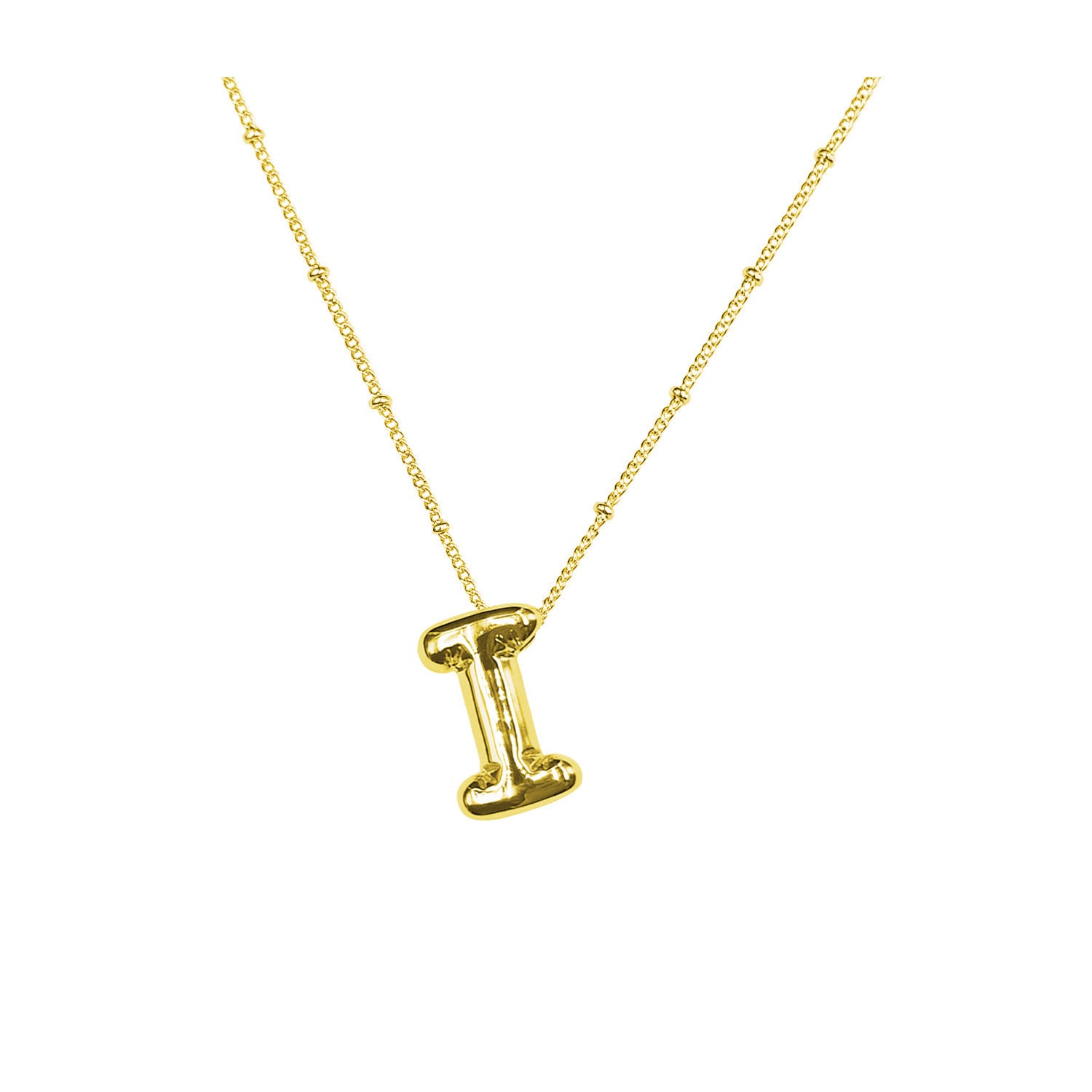 Aiyanah Glossy Bubble Letter Necklace - Gold I [MAJGZCTH]