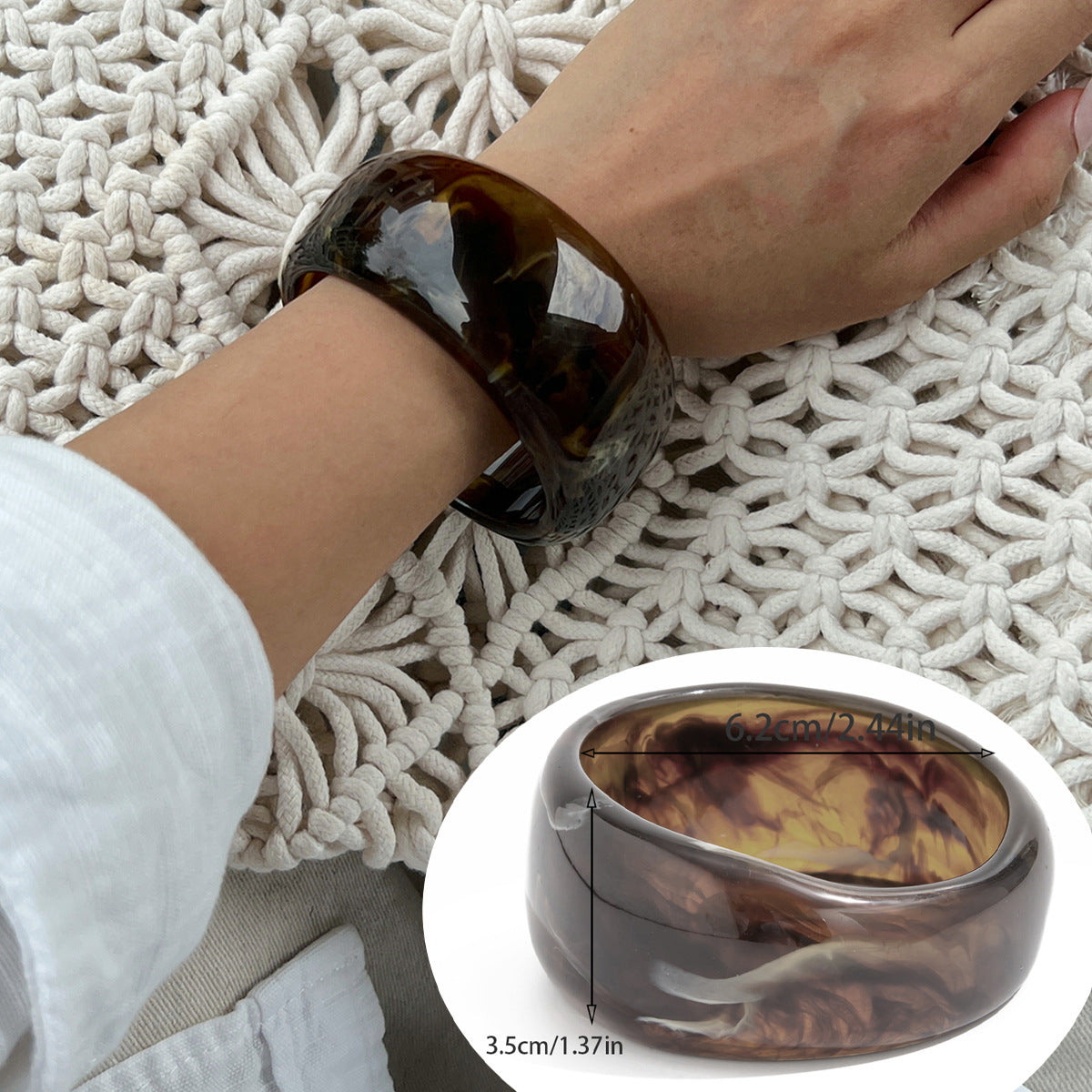 Jovanna Marbled Statement Bangle - Brown [5MSHHJG9]