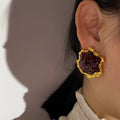 Lyndon Statement Drop Earrings - Wine Red Earring [N4KV25GV]