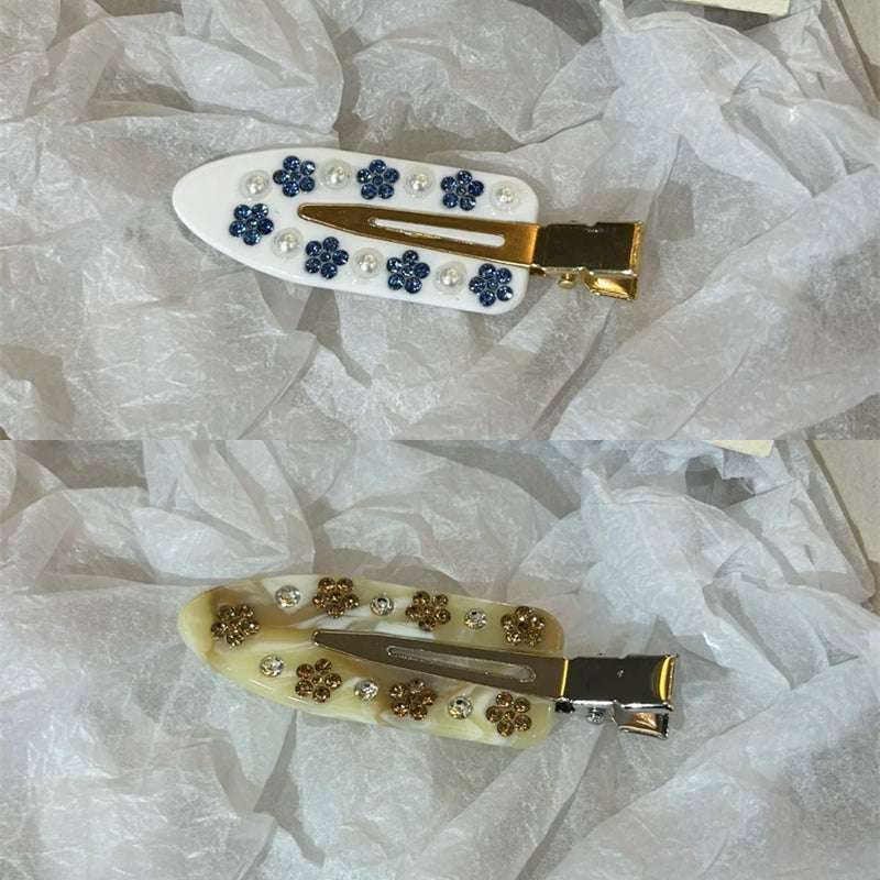 Malika Acetate Hair Clip - Blue Flower + Caramel Tortoiseshell