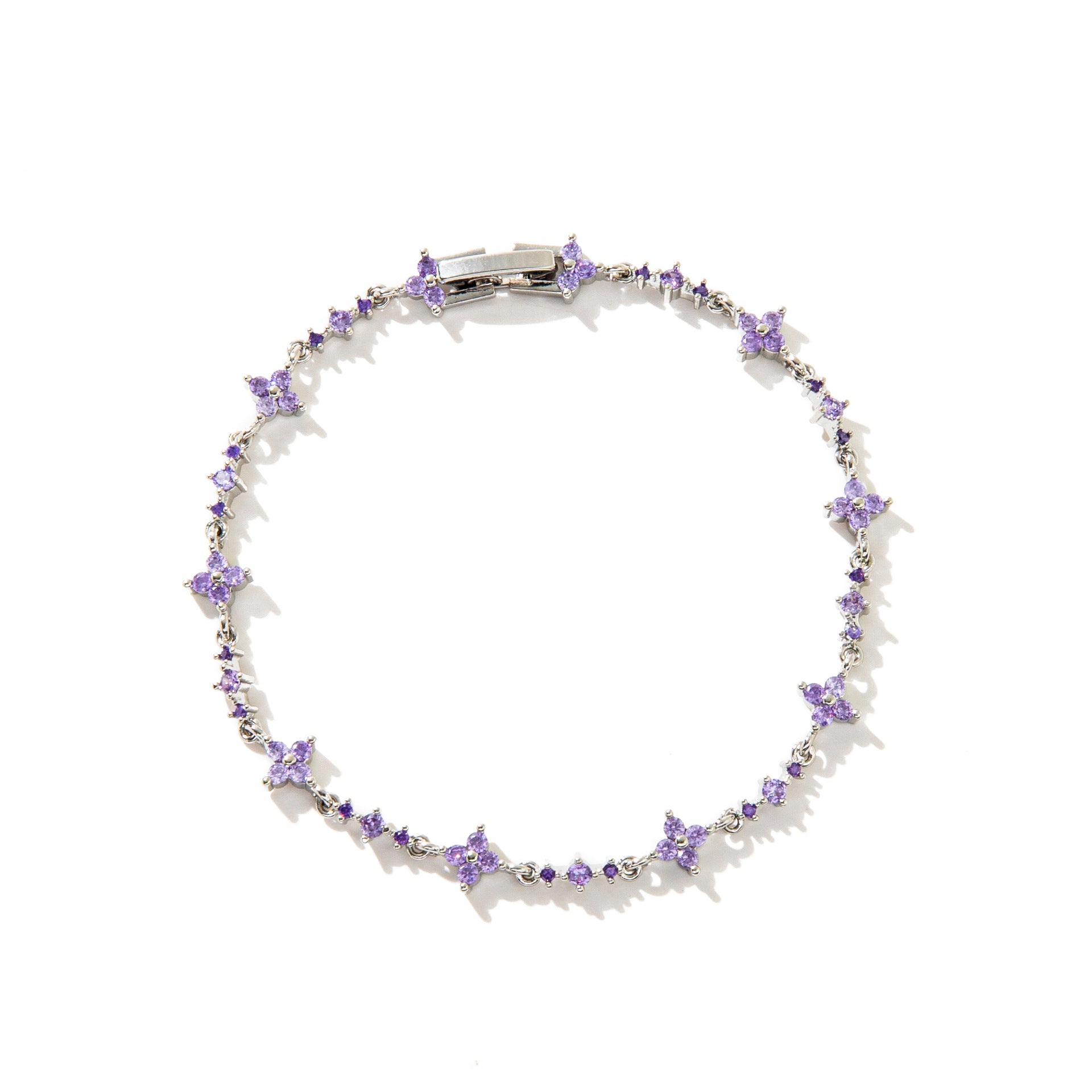 Angelique Dainty Butterfly Zircon Jewelry - Silver Purple Flower Bracelet [96PNWJBU]
