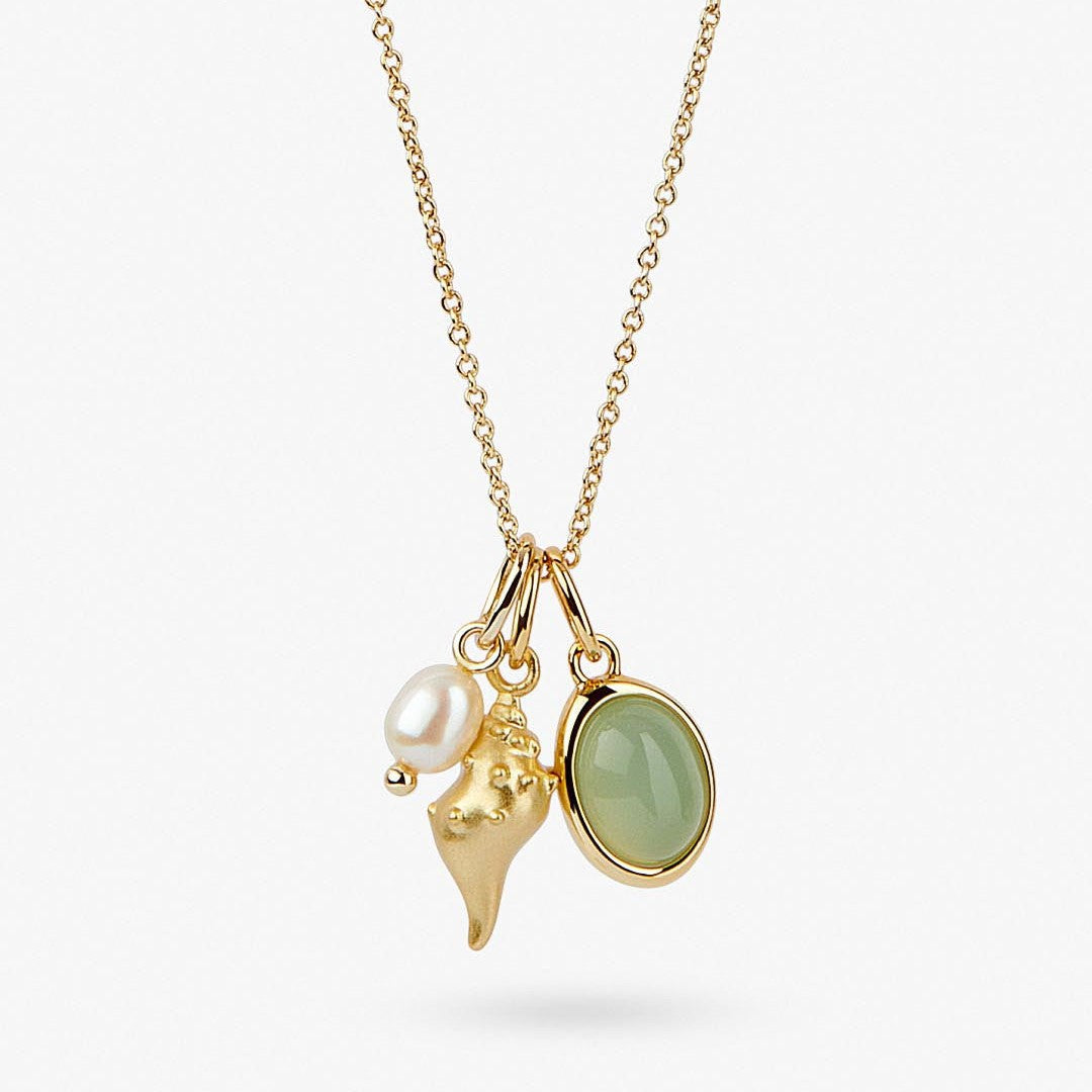 Seaside Shell and Pearl Pendant Necklace - Conch Pearl Necklace [Q5DCIH1P]
