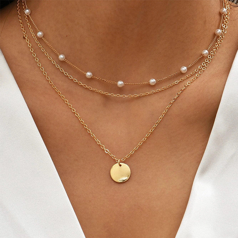 Baileigh Layered Pearl Necklace - Gold [8V38USS4]
