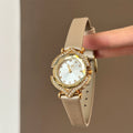 Faceted Glass Dial Watch - Champagne Gold (Leather Strap) [ZL8BAG7D]