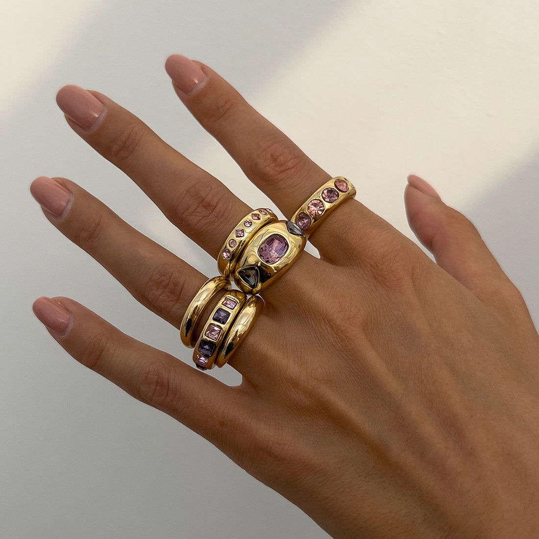 Leia Sculptural Ring Set - Light Gold Ring Set [WCJHJ5JM]