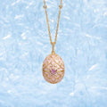 Enameled Egg Pendant Necklace - Pink Zircon Vine Egg Necklace [XUZ95ZQ0]