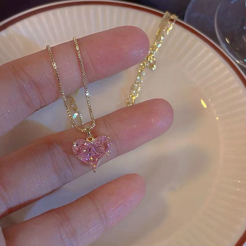 Coraline Zircon Heart Necklace - Necklace [UJAY31MX]
