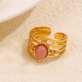 Leeba Layered Stone Open Ring - Pink [OQBF0OL8]