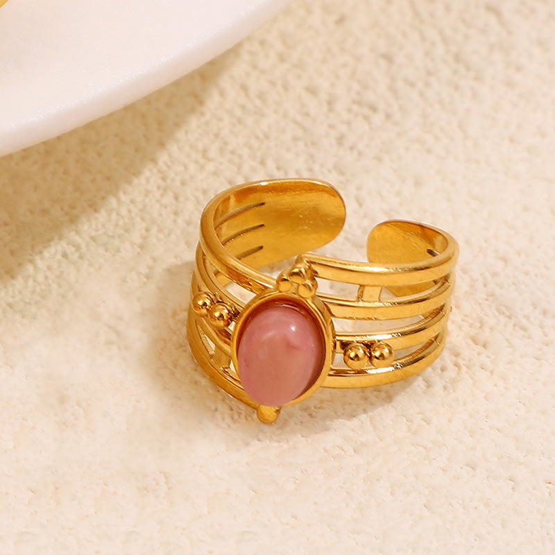 Leeba Layered Stone Open Ring - Pink [OQBF0OL8]