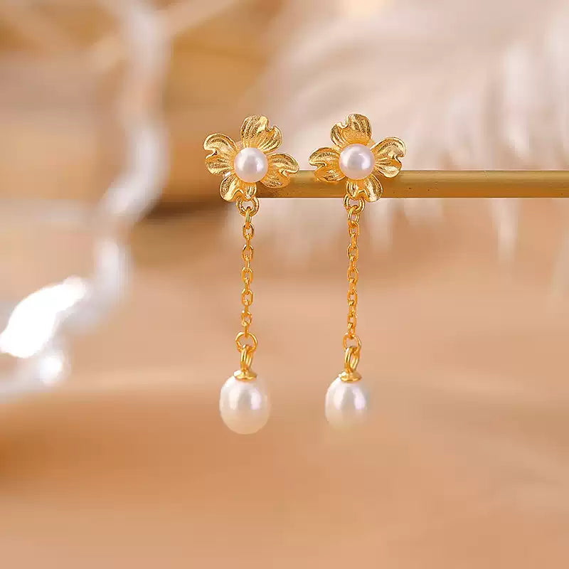 Lennon Pearl Blossom Drop Earrings