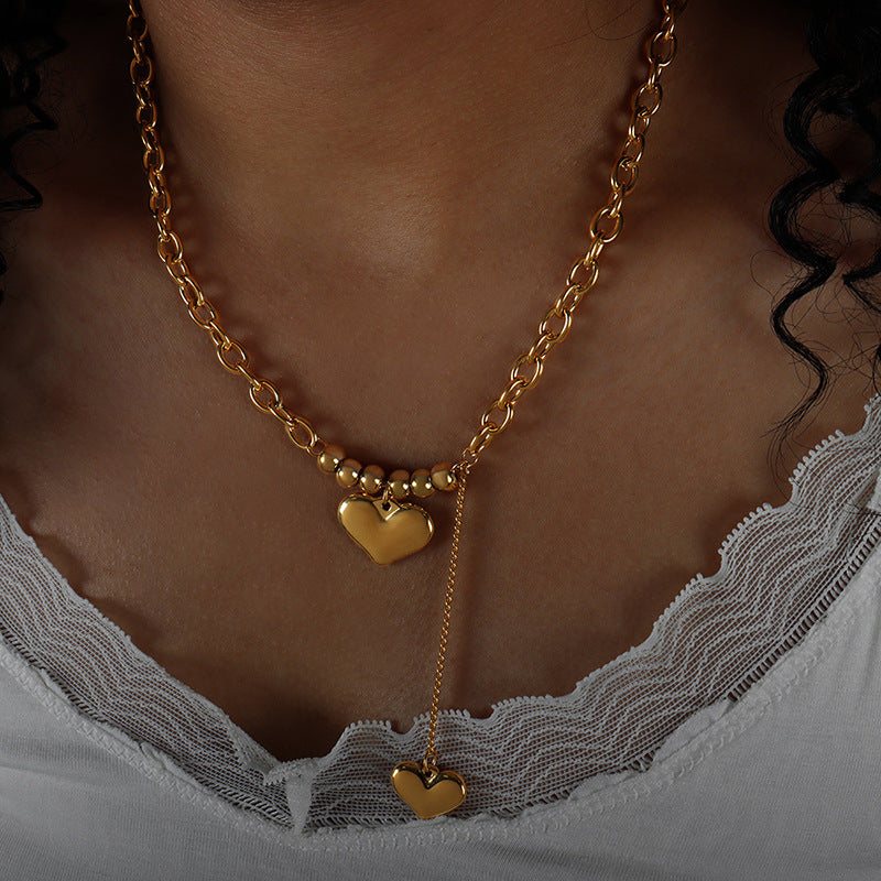 Jaeleigh Delicate Double Heart Necklace - Gold [SM4N2SP9]