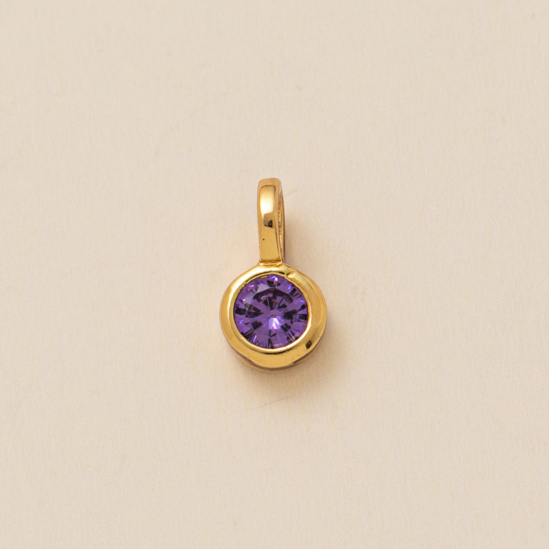 Gisselle Dainty Birthstone Necklace - Round February Pendant [3FWISKPW]