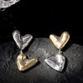 Klaire Two-Tone Heart Tassel Earrings - Gold and Silver Two-Tone [B49MHAE2]