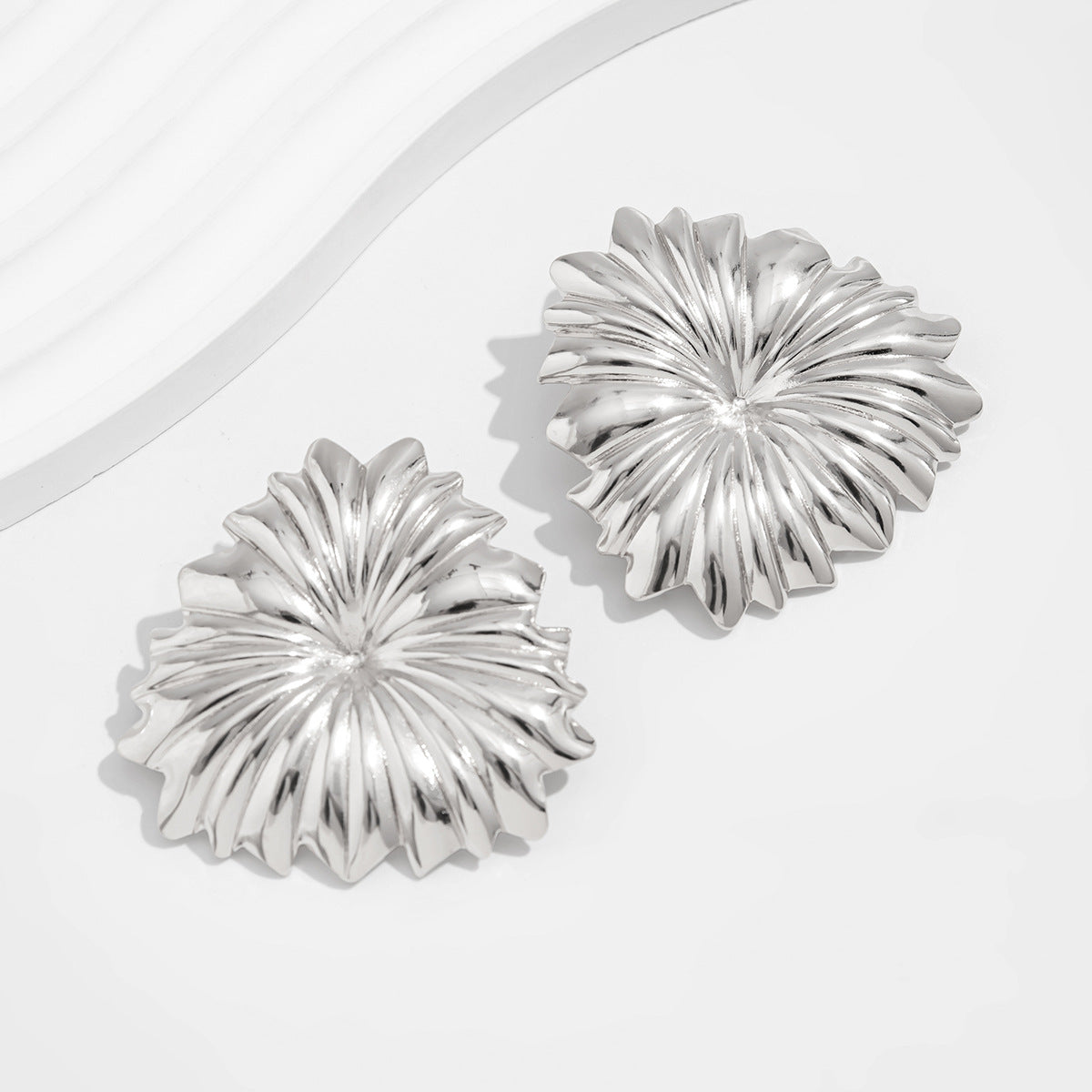 Leia Sculptural Ring Set - White K Earrings (Pair) [S9Q8VH8E]