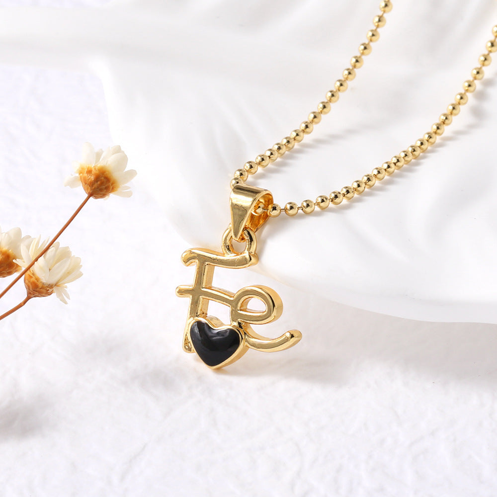 Keaton Enamel Heart Pendant Necklace - Black [NS55IPNL]