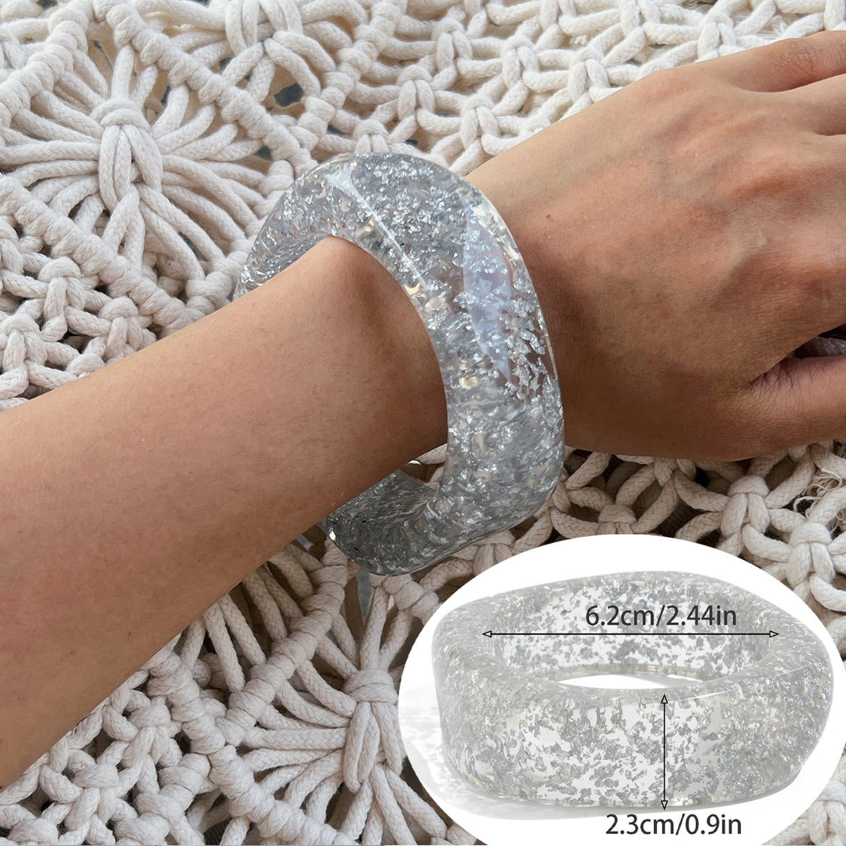Aloni Marbled Acrylic Bracelet - Silver [J6A3A6E7]