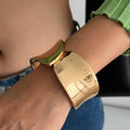 Concave Glossy Wide Cuff Bracelet - Gold Wide [D3MU9769]