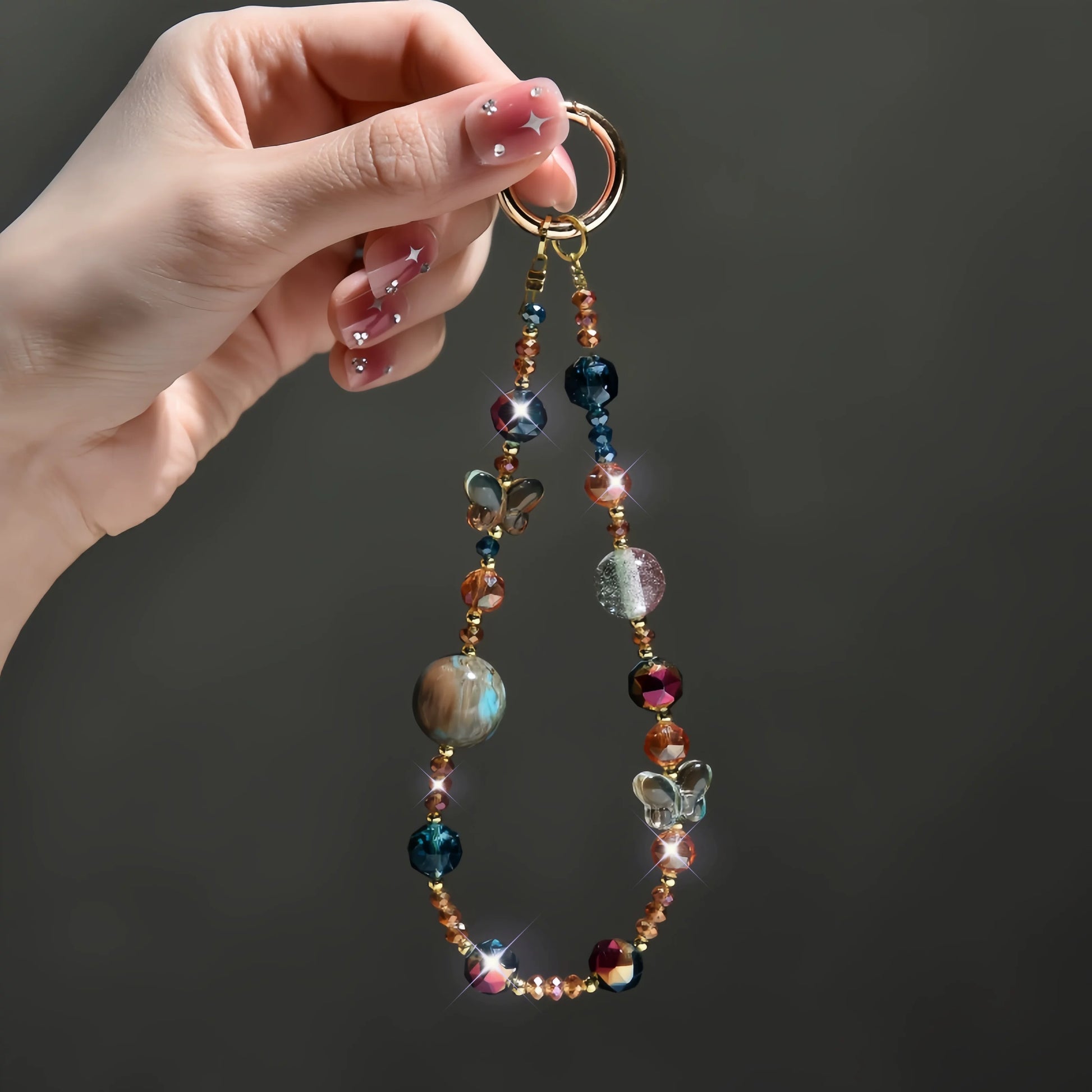 Butterfly Crystal Beaded Phone Charm - Jupiter Butterfly (with Gasket) [KYT1ZF22]