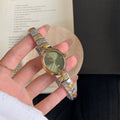 Minimalist Snake Chain Bracelet Watch - Two-Tone with Green Dial [FIKBF16M]
