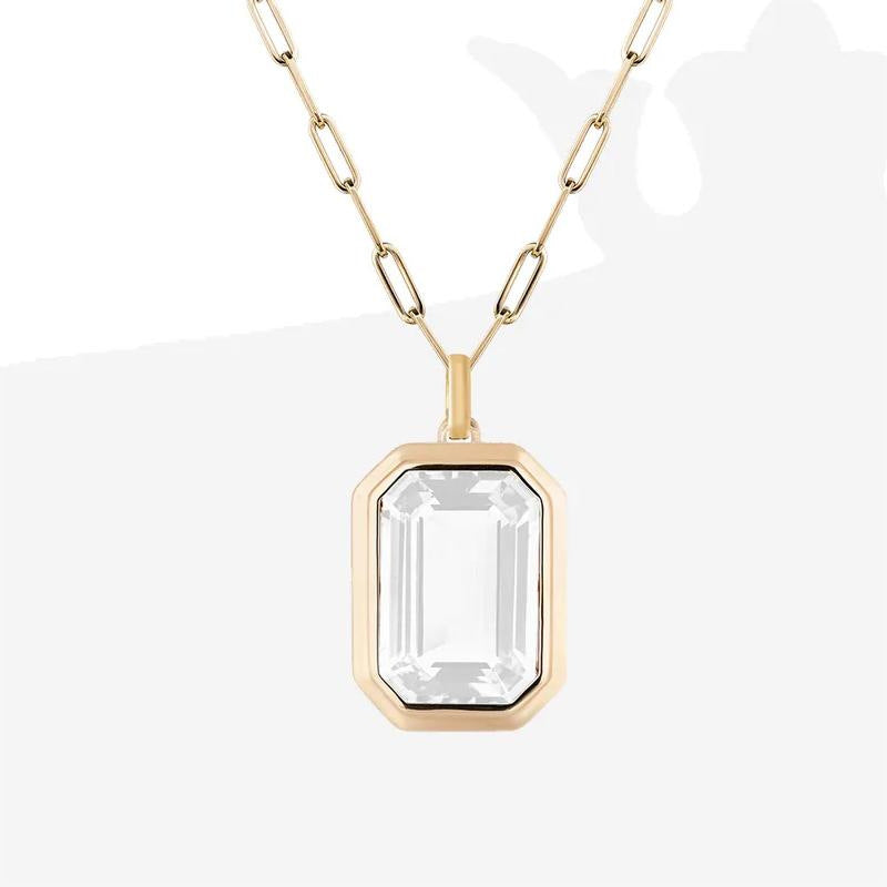 Symphony Square Zircon Necklace [OP0G6NH8]