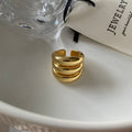 Tanisha Layered Open Ring - Gold Three-Layer Ring [DOI7PLU1]
