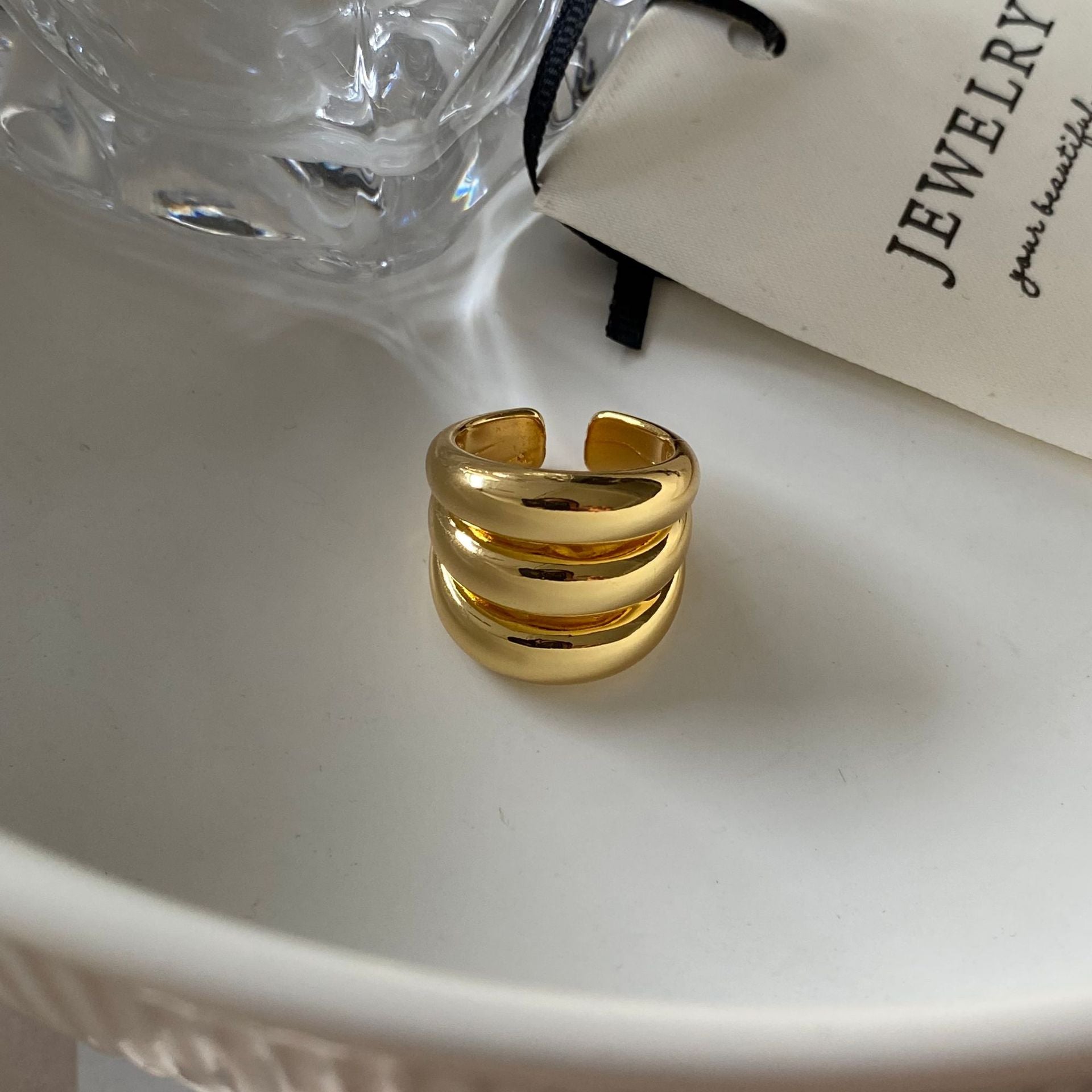 Tanisha Layered Open Ring - Gold Three-Layer Ring [DOI7PLU1]