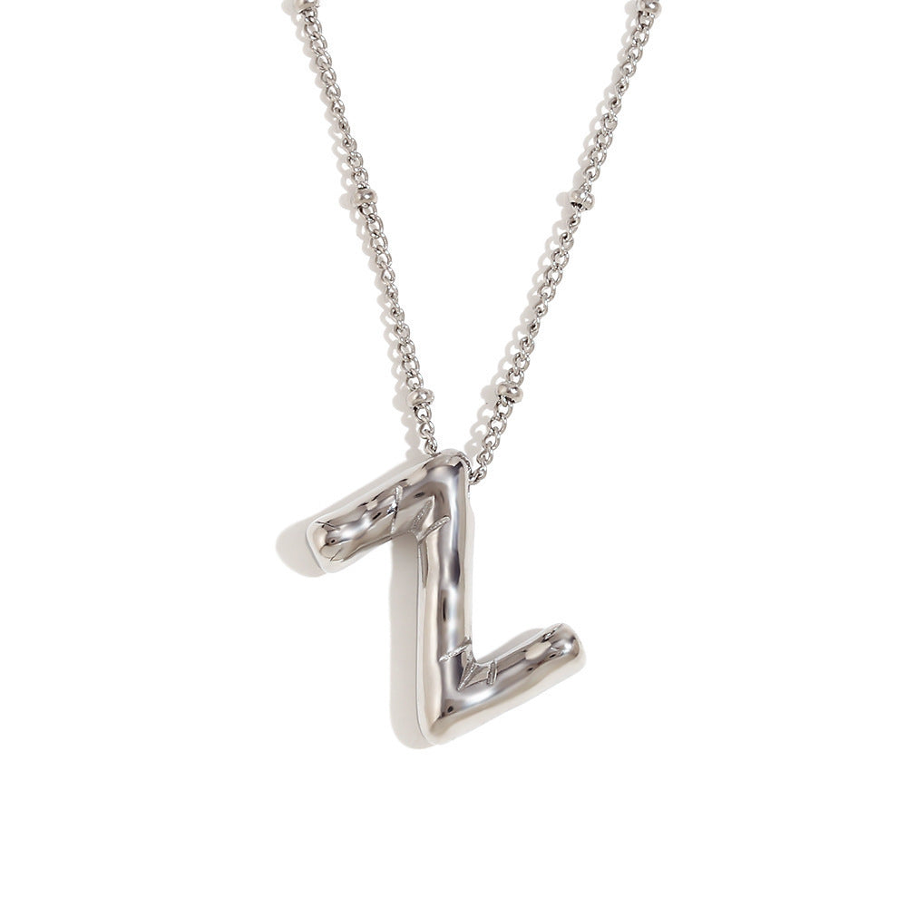 Aiyanah Glossy Bubble Letter Necklace - Silver Z [12052H2Y]